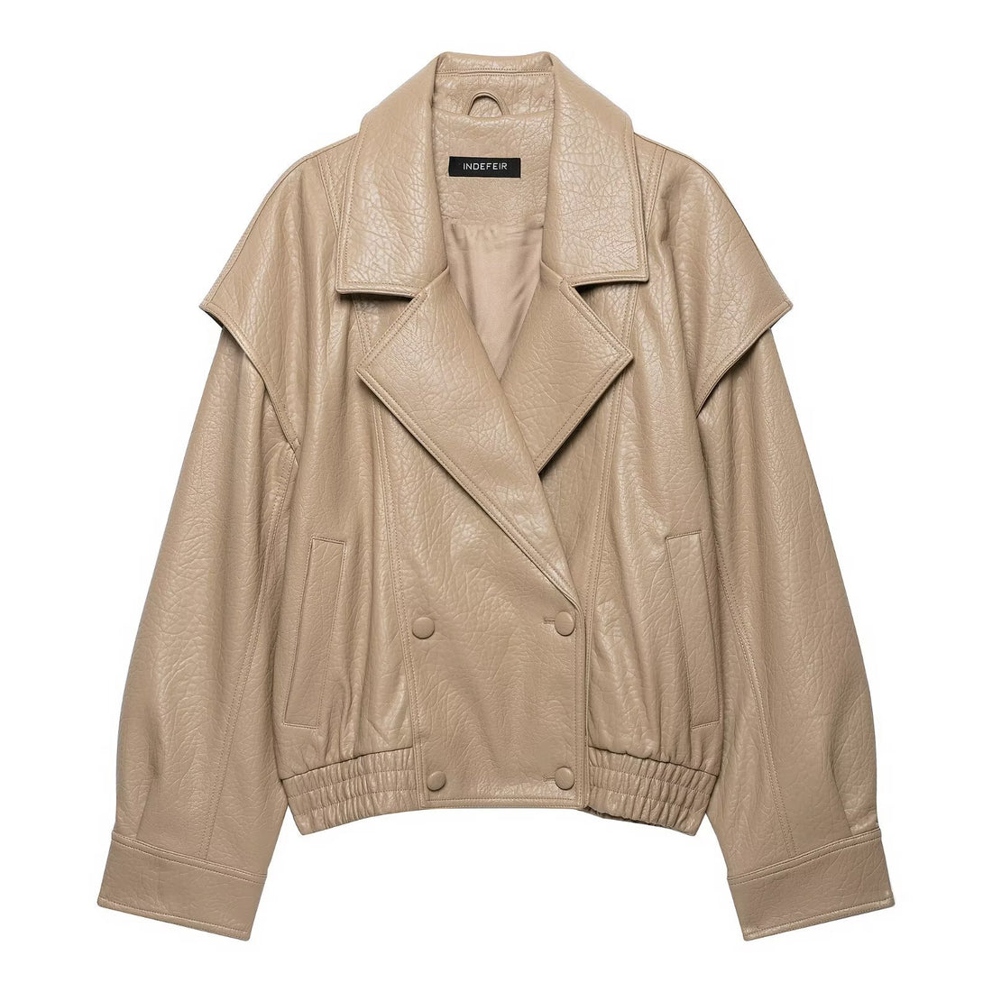 Damen Kurz geschnittene Kunstlederjacke im Oversized-Trenchstil Echoarchiv