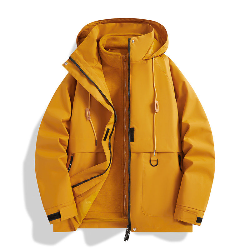 Herren Mehrlagige Softshell-Utilityjacke mit integriertem Fleece-Innenjackett, Kordelzugkapuze und Multifunktions-Taschen Echo Archiv