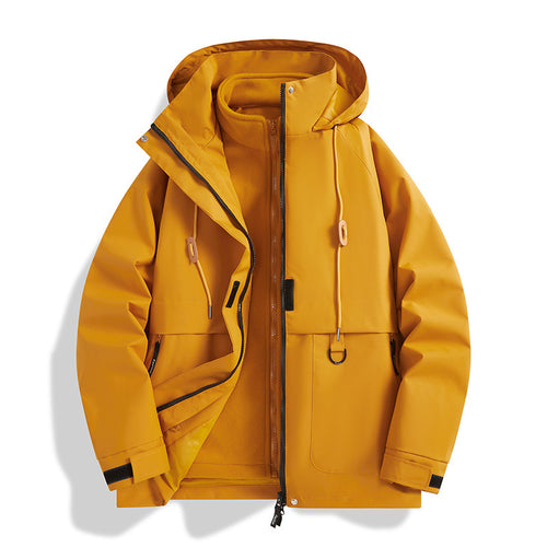 Herren Mehrlagige Softshell-Utilityjacke mit integriertem Fleece-Innenjackett, Kordelzugkapuze und Multifunktions-Taschen Echo Archiv