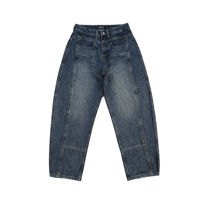 Unisex Weite Jeans mit hohem Bund, markanten Nahtpaneelen und konisch zulaufender Cropped-Silhouette Echo Archiv