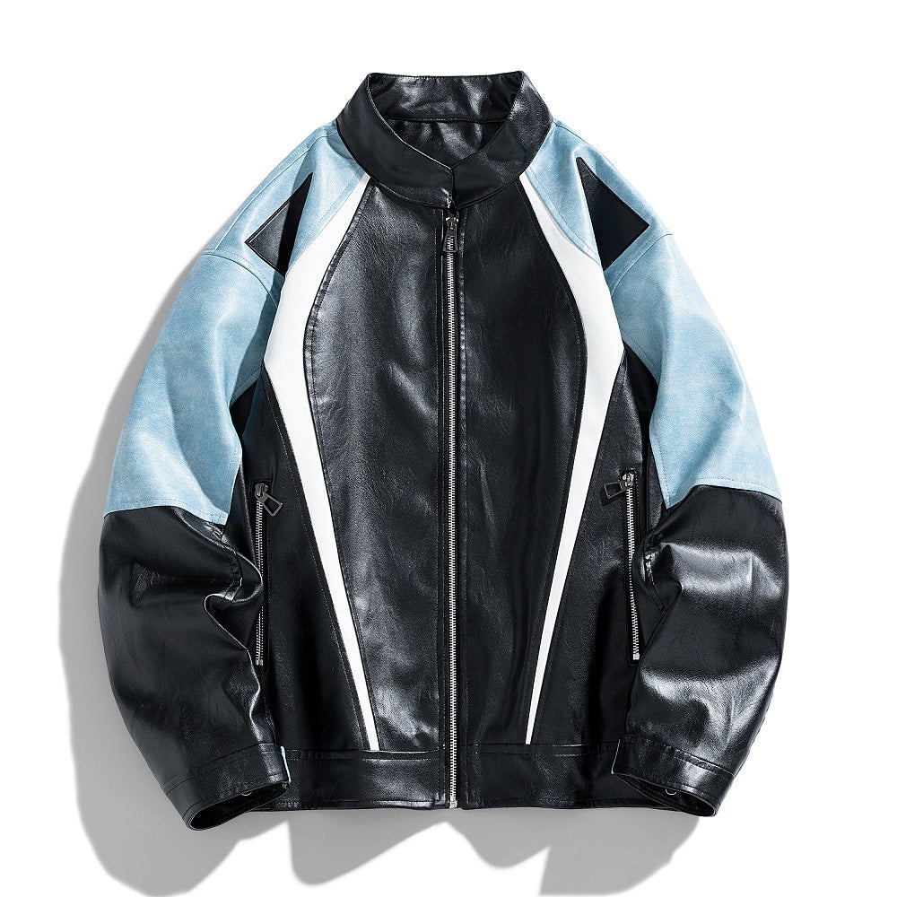 Herren Kunstlederjacke im urbanen Racing-Stil mit auffälligen Farbakzenten Echoarchiv