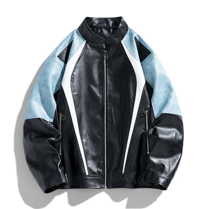 Herren Kunstlederjacke im urbanen Racing-Stil mit auffälligen Farbakzenten Echoarchiv