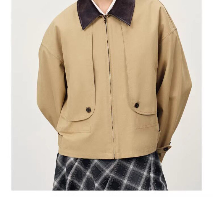 Damen Lässige und modische Übergangsjacke mit kontrastiertem Kragen Echoarchiv