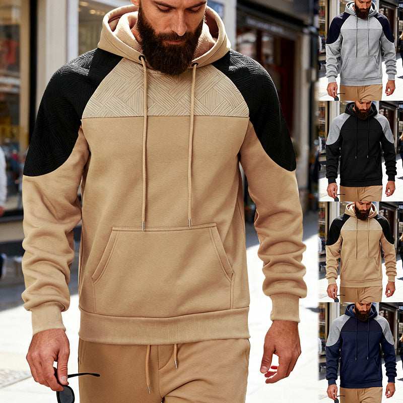 Herren sportlicher Kapuzenpullover mit strukturierten Ärmelpanels Echoarchiv