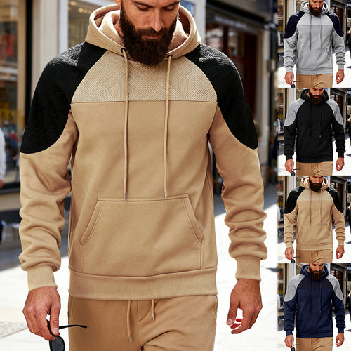 Herren sportlicher Kapuzenpullover mit strukturierten Ärmelpanels Echoarchiv