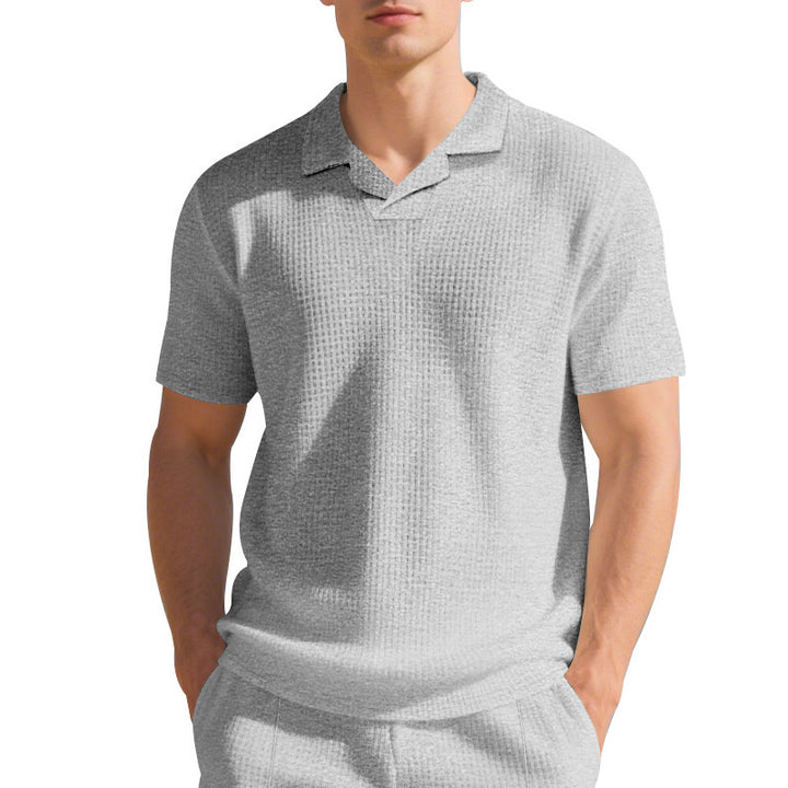 Herren hochwertiges Kurzarm-Polohemd mit strukturiertem Design und modischem Kragen Echoarchiv