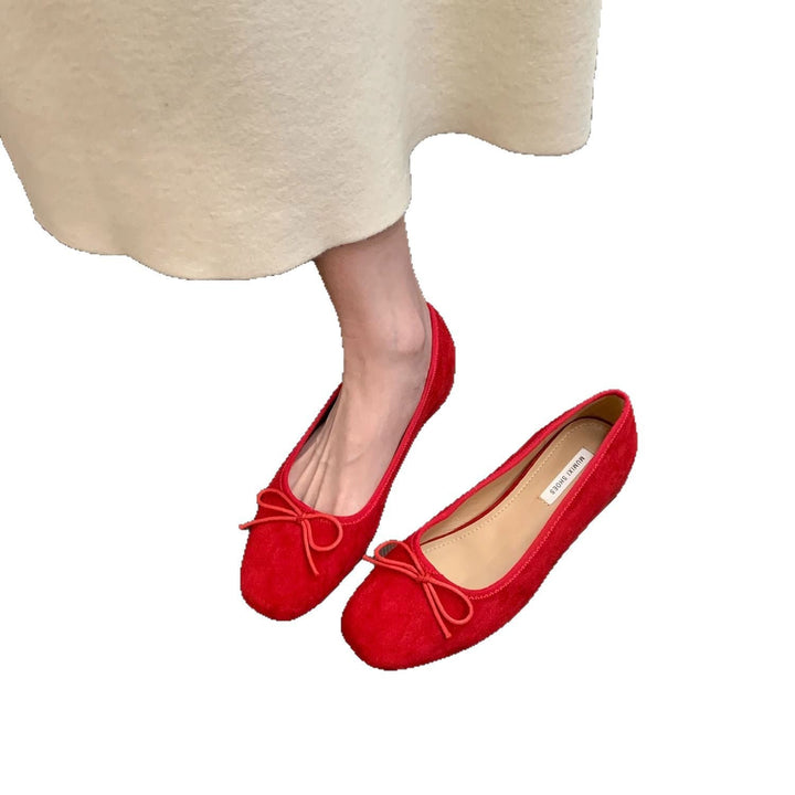 Damen Ballerinas aus hochwertigem Wildleder mit dekorativer Schleife Echoarchiv