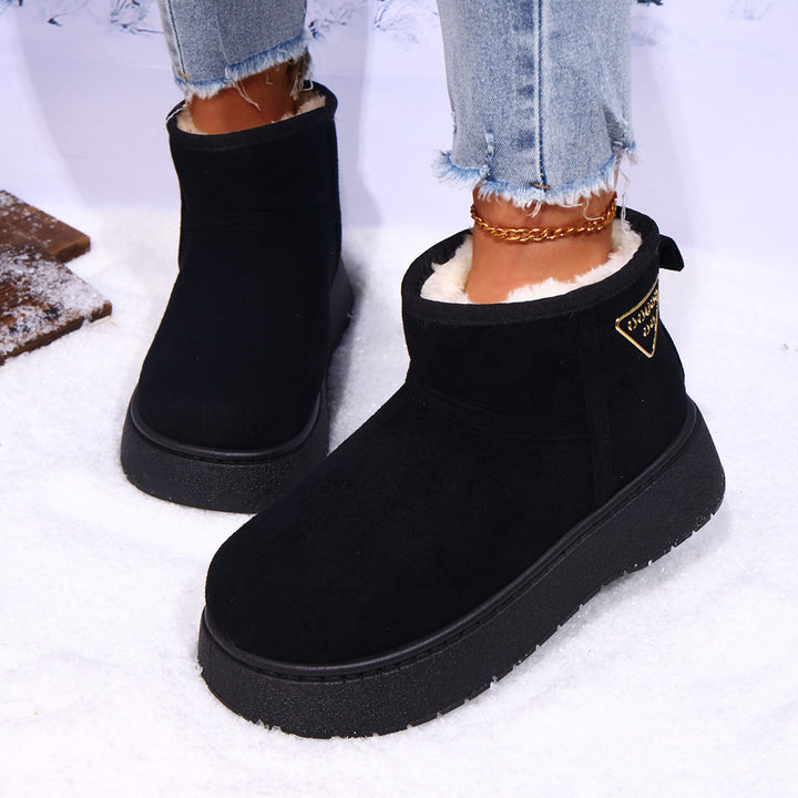 Damen Gefütterte Plateau‑Stiefeletten aus Wildlederoptik mit Teddyfutter Echo Archiv