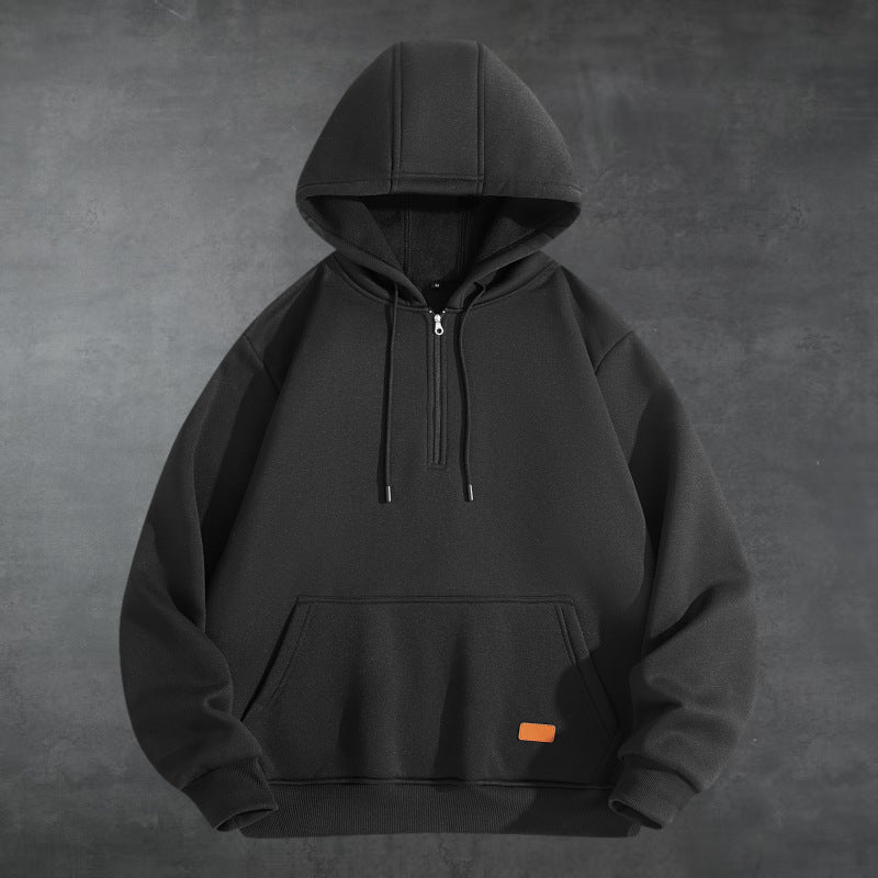 Herren Sportlicher Kapuzenpullover mit halbem Reißverschluss und praktischer Kängurutasche Echoarchiv