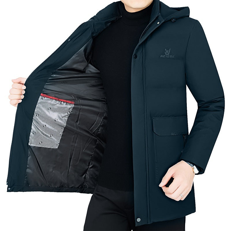 Herren Thermo-Winterkurzmantel mit luxuriösem Kunstfell-Innenfutter und Stehkragen – Marzano