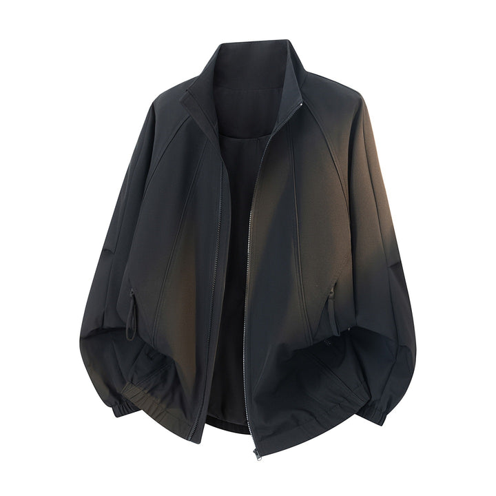 Herren Oversize-Funktionsjacke im Bomberstil mit Stehkragen, Kordelzugsaum und diagonalem Nahtdesign Echoarchiv
