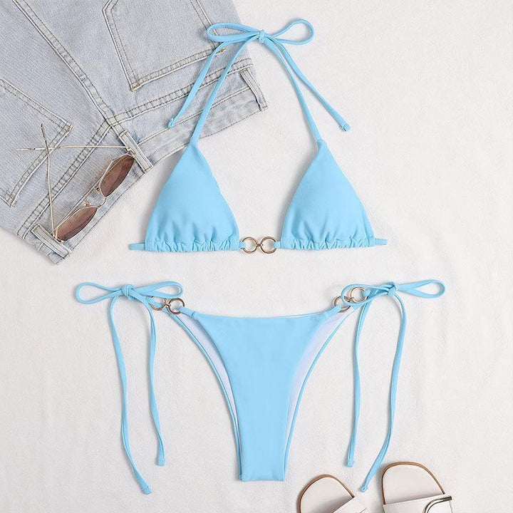 Damen Triangel-Bikini mit bezaubernden Ringakzenten und verstellbaren Bändern Echo Archiv