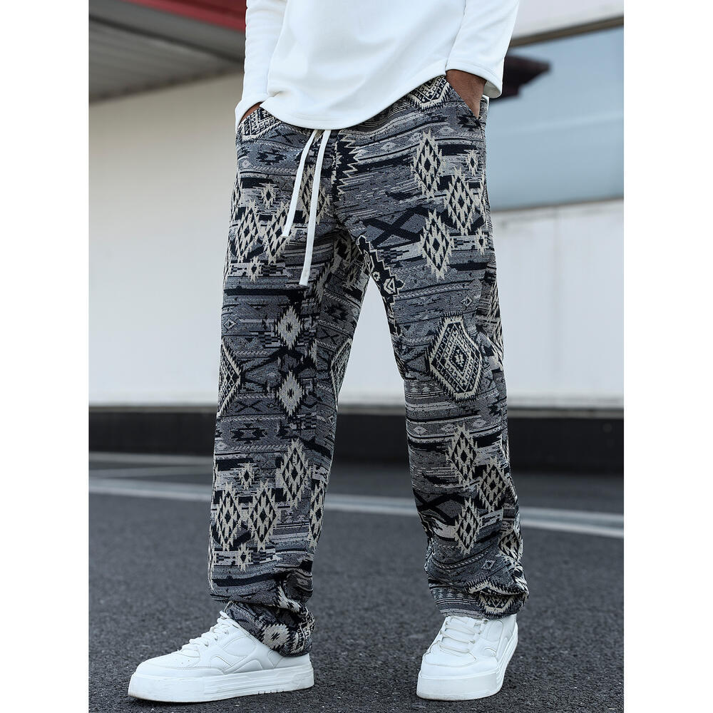 Herren Gemusterte Freizeithose mit komfortablem Gummizug und seitlichen Taschen Echo Archiv