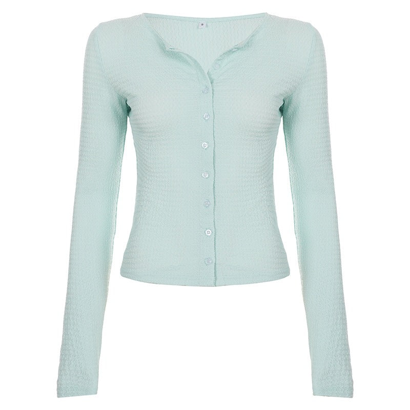 Damen Strukturierter Longsleeve-Cardigan mit taillierter Passform und V‑Ausschnitt Echo Archiv
