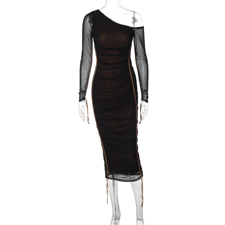 Damen Elegantes One-Shoulder Kleid mit Rüschen Echo Archiv