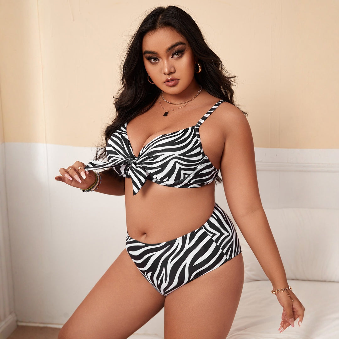 Damen Bunt gemusterter Bikini mit Knotendetail Echo Archiv