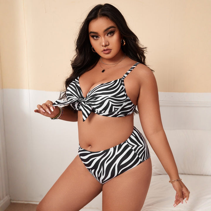 Damen Bunt gemusterter Bikini mit Knotendetail Echo Archiv
