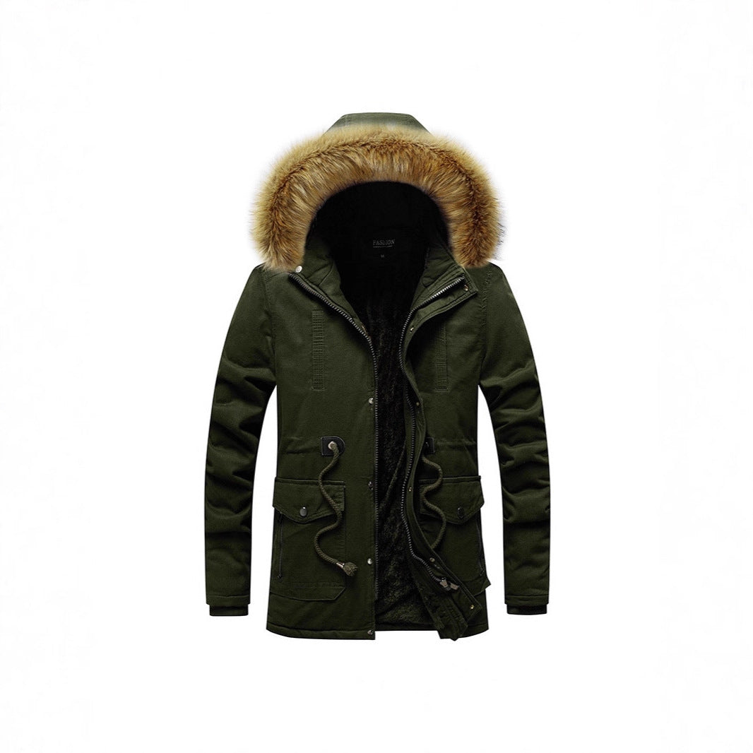 Herren Thermo-Parka mit Kunstfellkapuze und Teddyfutter – Marzano