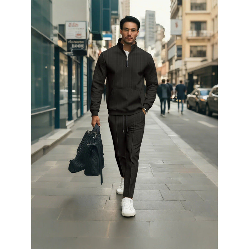 Herren Hochwertiger Stehkragen Pullover mit Zipper Echoarchiv