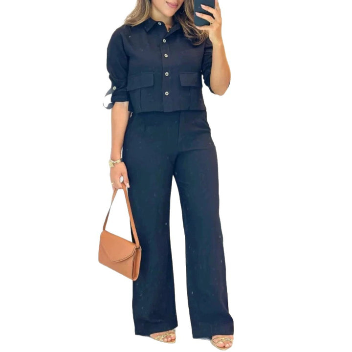 Damen Lässiges Zweiteiler-Set aus leichtem Stoff mit praktischen Taschen Echo Archiv