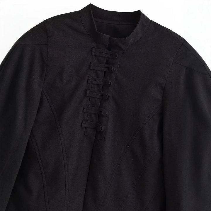 Damen Kurze Taillierte Blousonjacke mit Stehkragen, dekorativen Schlaufen und Teilungsnähten Echo Archiv