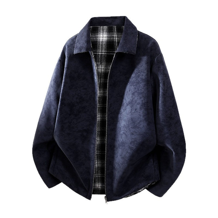 Herren Oversize Hemdjacke im Wildleder-Look mit karierter Flanell-Innenfütterung Echo Archiv