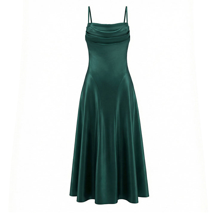 Damen Maxikleid mit eleganter Drapierung und feinem Satin-Finish Echo Archiv