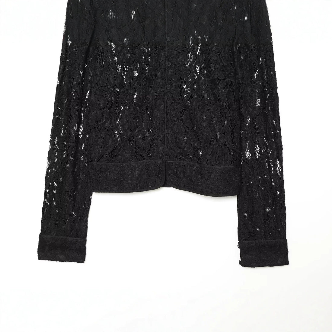 Damen Cropped Spitzenjacke mit floralem Allover-Spitzendesign und Stehkragen Echoarchiv