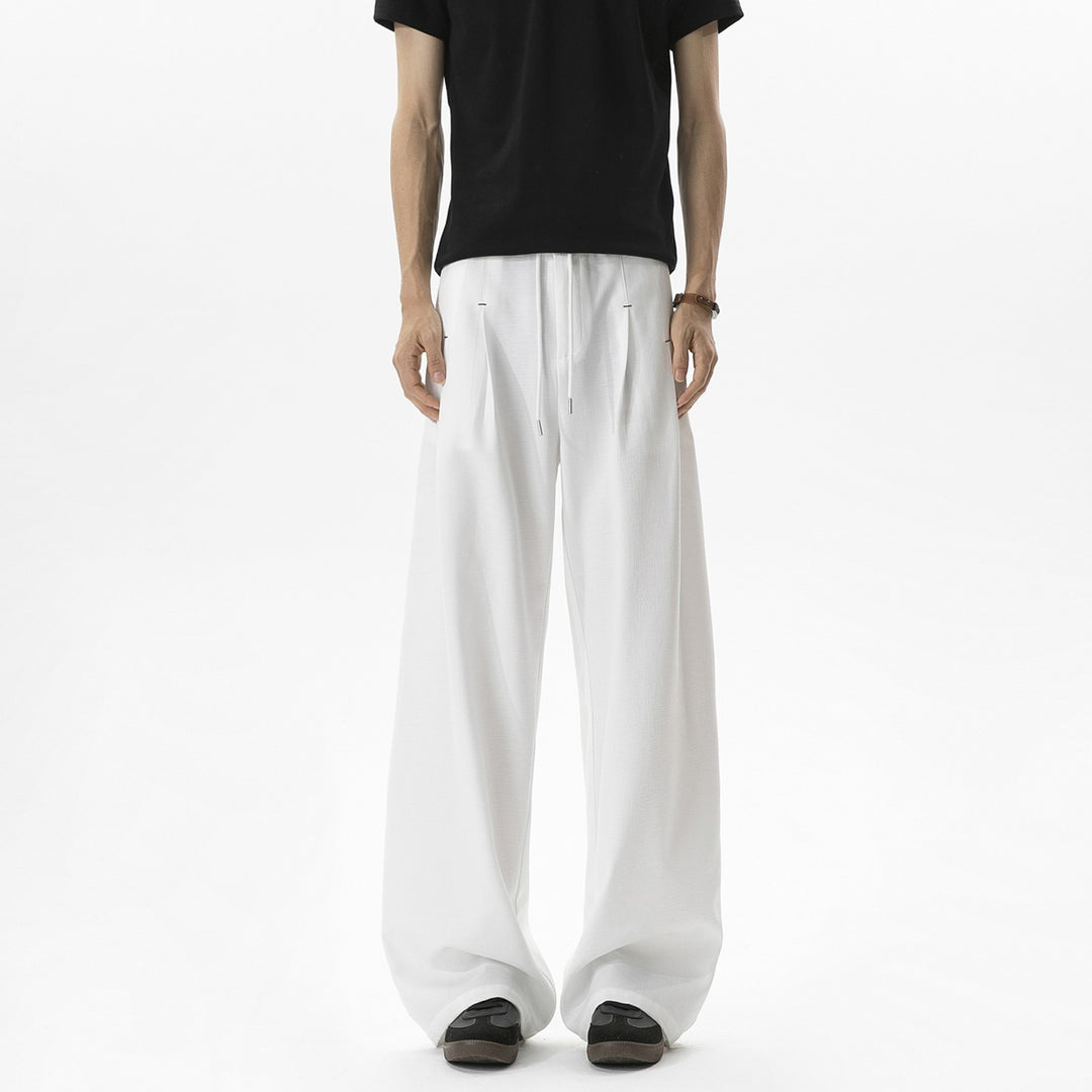 Herren Weite Leinenhose mit hoher Taille, Bundfalte & relaxed Silhouette Echoarchiv