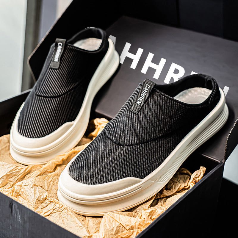 Herren Backless Slip‑On Sneaker mit atmungsaktivem Strickoberteil und dicker EVA‑Plateausohle Echoarchiv