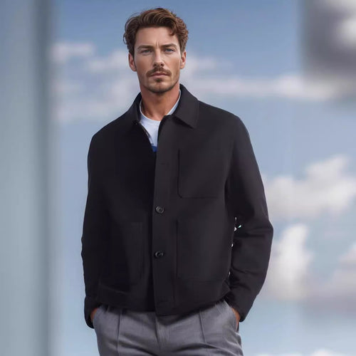 Herren moderne Utility-Jacke mit praktischen Taschen und hohem Kragen Echoarchiv
