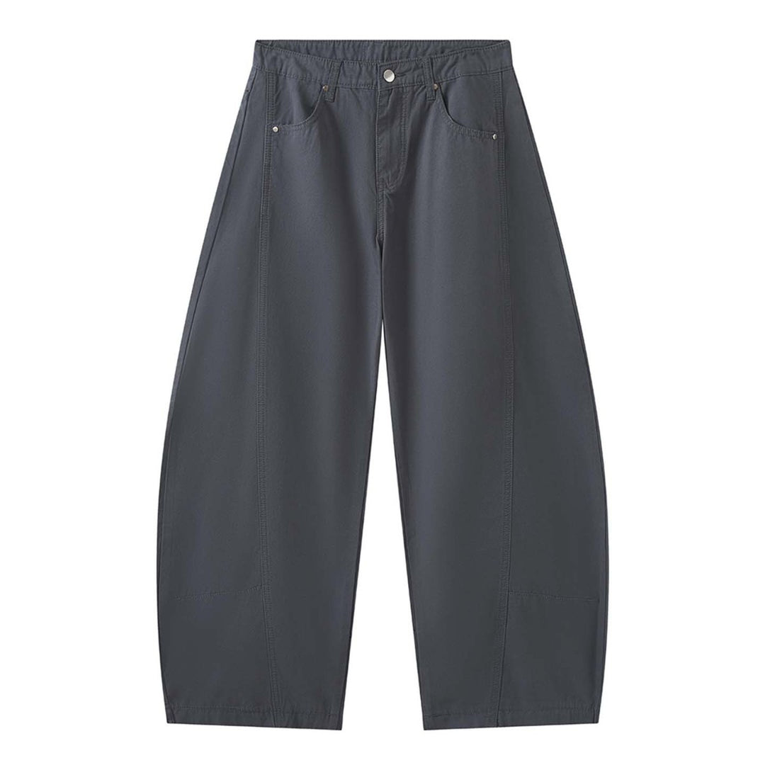 Damen Weite High‑Waist Baumwoll-Jeanshose mit tiefem Schritt und Fünf-Taschen Echoarchiv