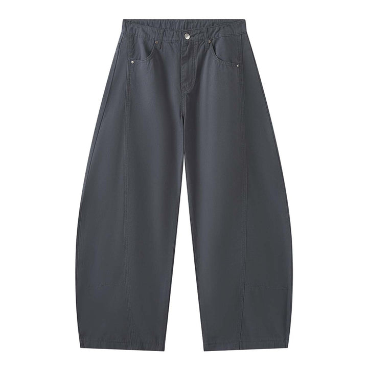 Damen Weite High‑Waist Baumwoll-Jeanshose mit tiefem Schritt und Fünf-Taschen Echoarchiv