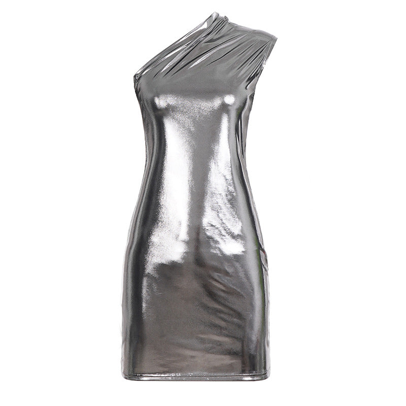 Damen figurbetontes Glitzerkleid mit asymmetrischem Ausschnitt Echo Archiv