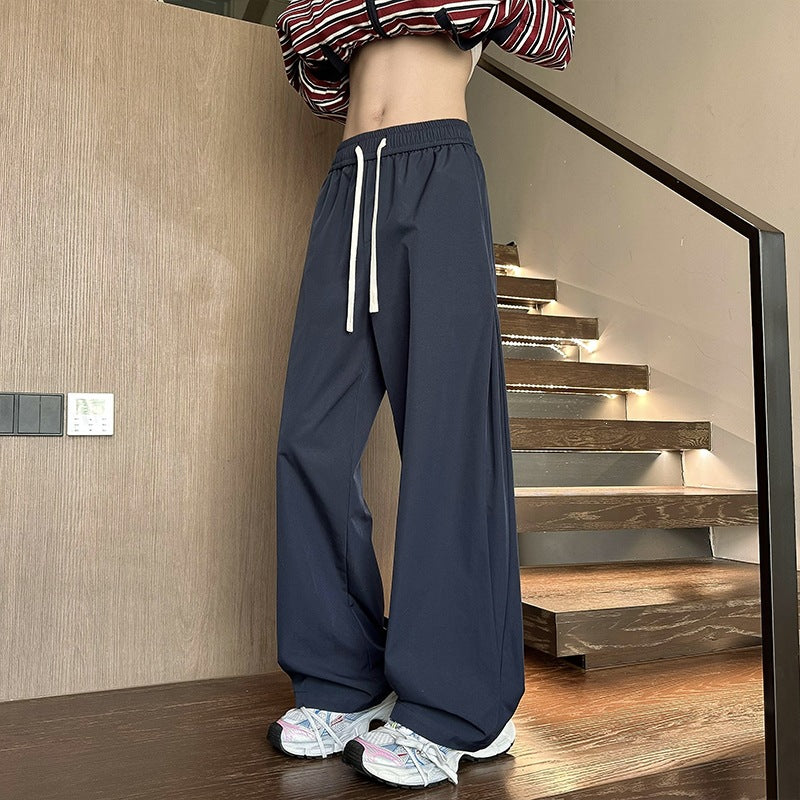 Damen Weit geschnittene Loungehose mit hohem Elastikbund und Kordelzug Echo Archiv