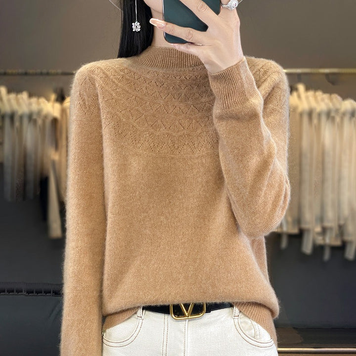 Damen Kuscheliger Mohair‑Optik Pullover mit Zierstruktur am Oberteil und Stehkragen Echoarchiv