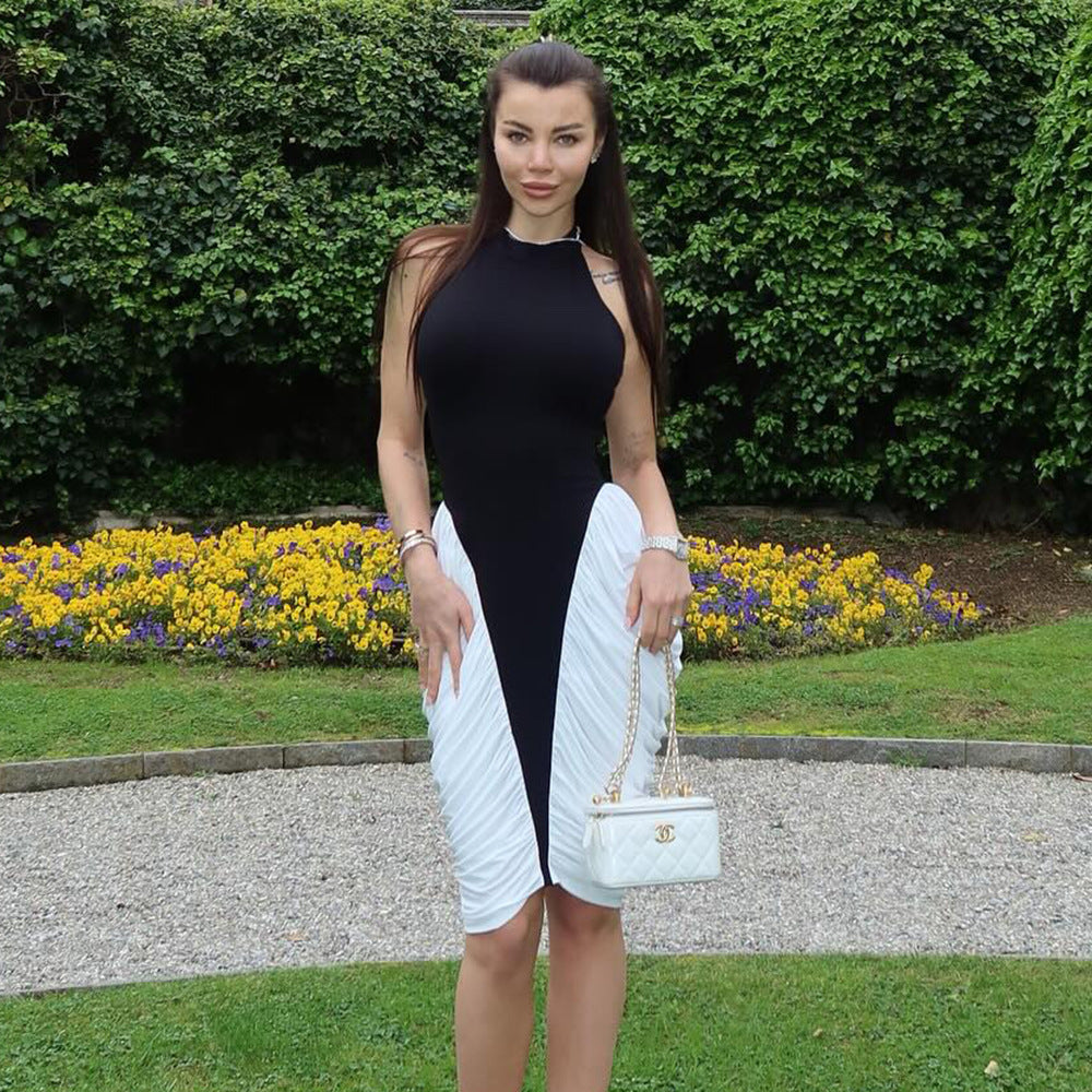 Damen Elegantes Kleid mit Stehkragen und Rüschenverlauf Echo Archiv