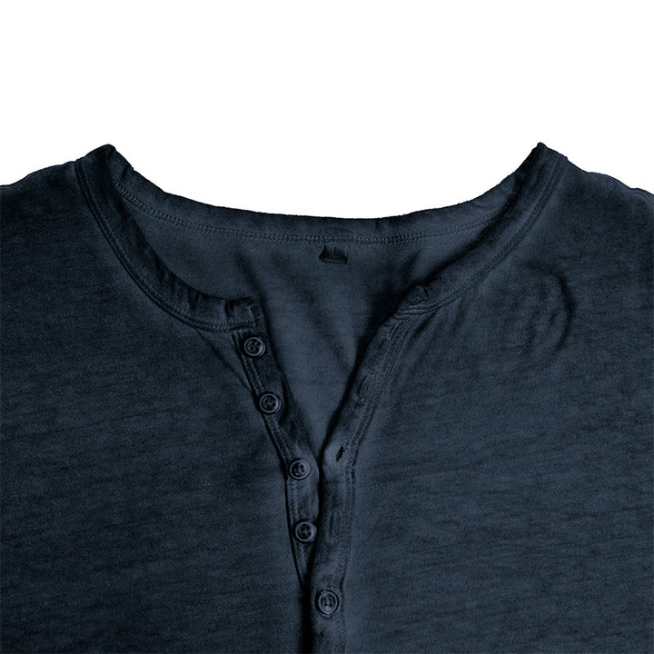 Herren Langarm-Henley-Shirt mit modischem Kragen und nachhaltigem Stoff Echoarchiv
