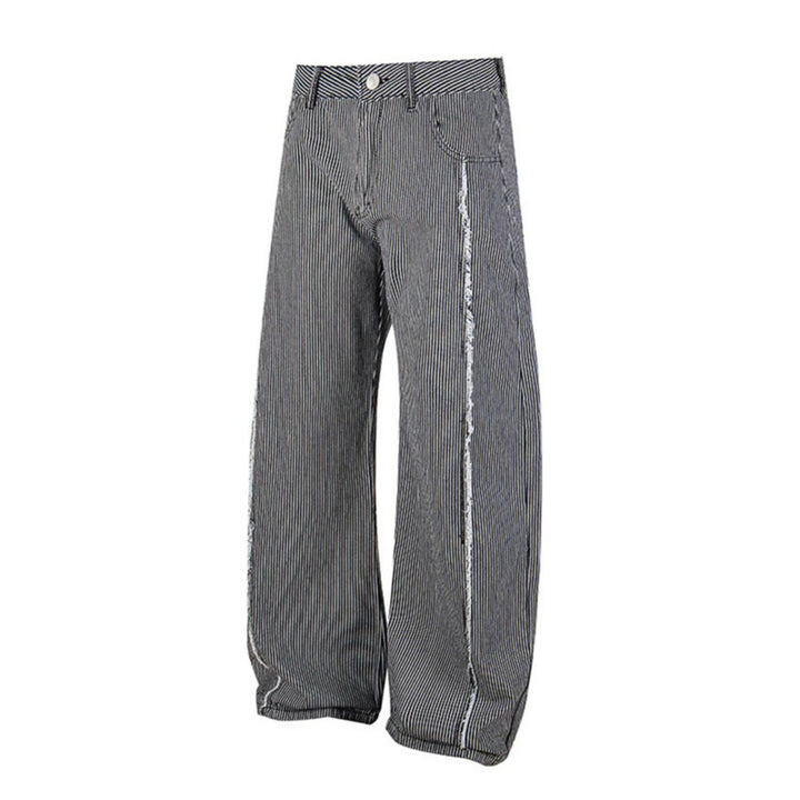 Damen Weite Culotte-Hose mit hohem Bund, Nadelstreifen und Used-Seitennaht Echoarchiv