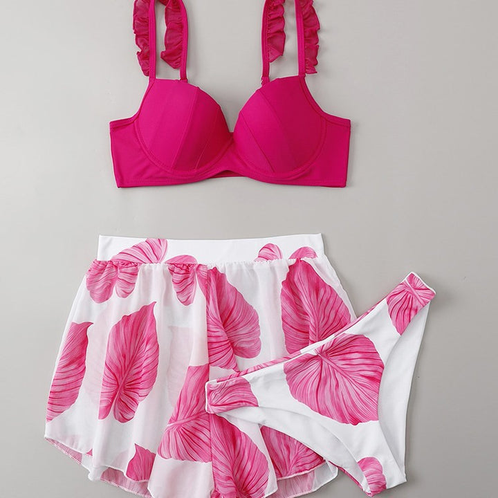 Damen Badeanzug Set mit farbenfrohem Blätterdruck Echo Archiv