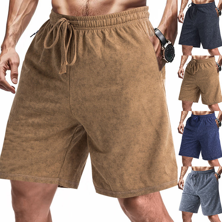 Herren nan locker geschnittene Frottee-Shorts mit elastischem Bund Kordelzug und seitlichen Eingrifftaschen Echo Archiv