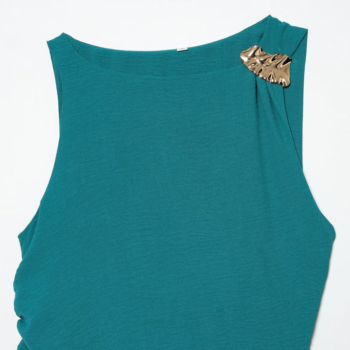 Damen Maxikleid mit elegantem Faltenwurf und asymmetrischem Saum Echo Archiv