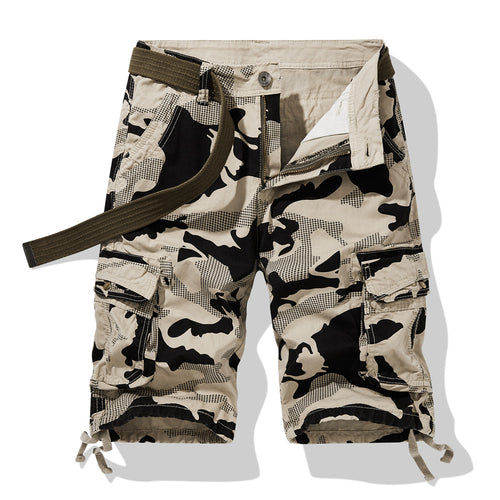 Herren Camouflage Cargo-Shorts mit funktionalen Seitentaschen und verstellbarem Bund Echoarchiv