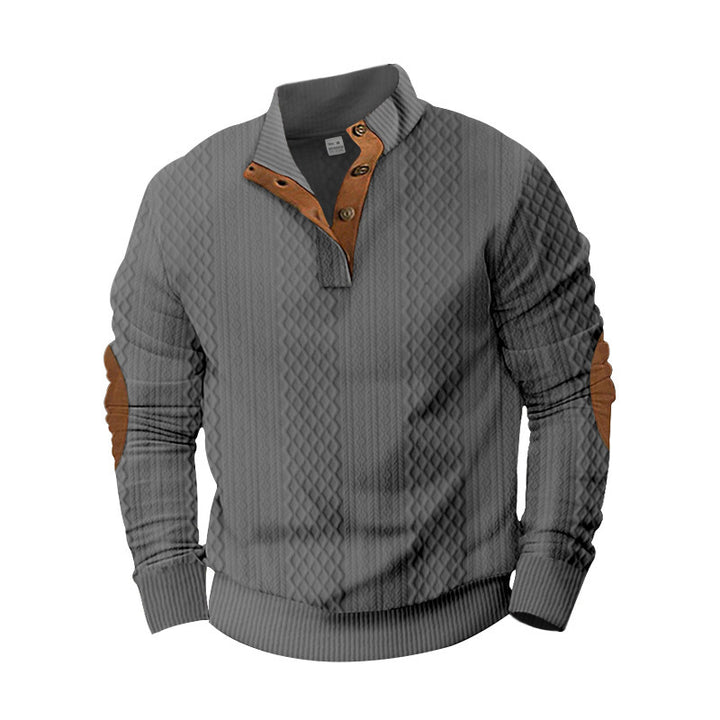 Herren modischer Strickpullover mit innovativem Kragen und eleganten Kontrastdetails Echoarchiv