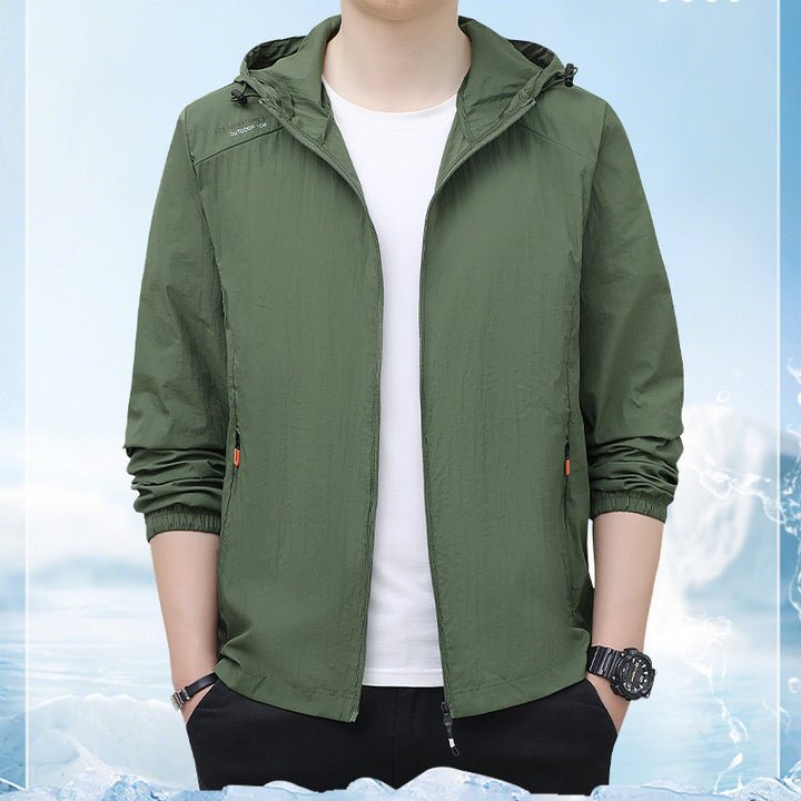 Herren Leichte Windbreaker-Jacke mit verstellbarer Kapuze Echo Archiv