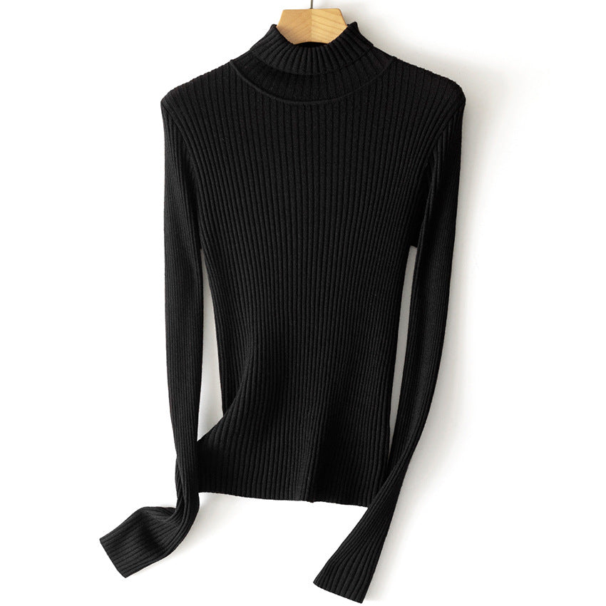 Damen Figurnaher Feiner Rippstrick-Rollkragenpullover mit Stretch-Finish Echoarchiv