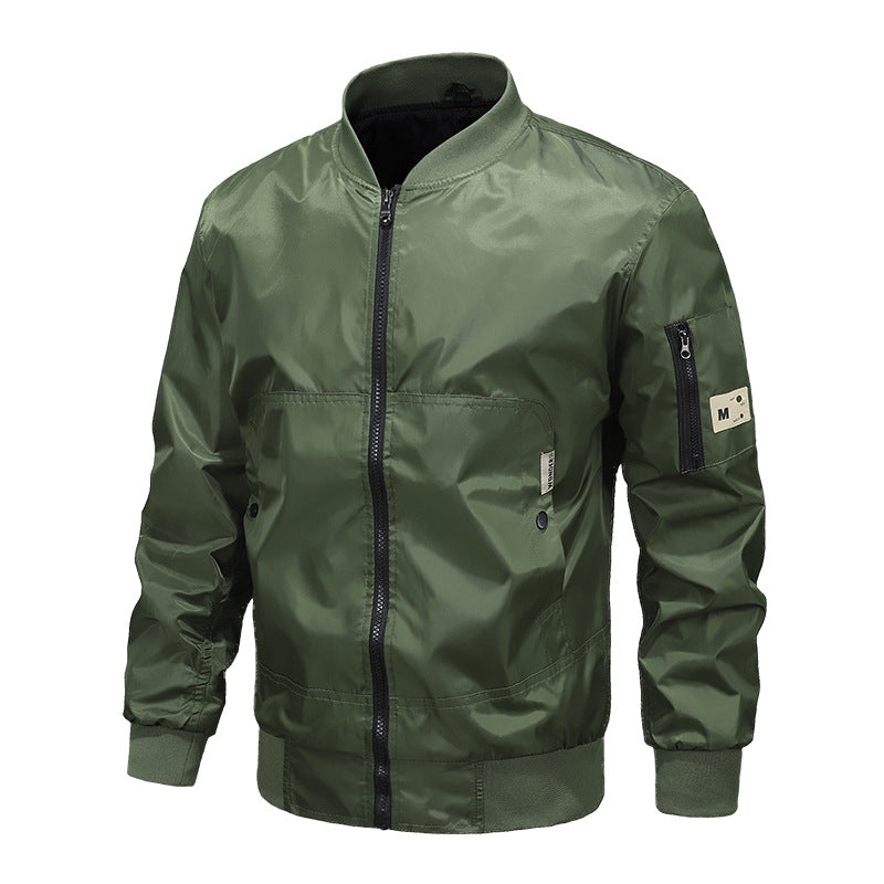 Herren Leichte Nylon-Bomberjacke mit Ärmeltasche, Stehkragen und Rippbündchen Echo Archiv
