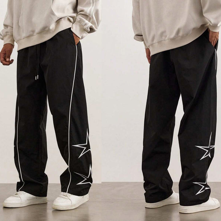 Herren Lockere Cargo-Hose mit stylischen Sternapplikationen Echoarchiv