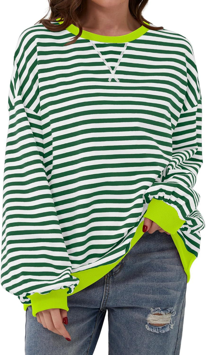Damen Lässiger Sweatshirt mit bunten Streifen und weitem Schnitt – Avérine