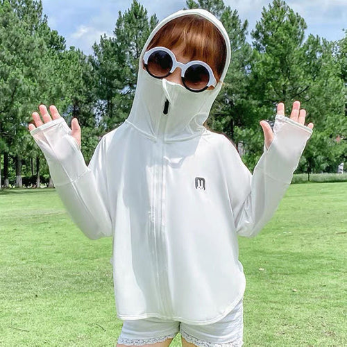 Unisex nan UV-Schutz Kapuzenjacke für Kinder mit integrierter Gesichtsmaske und Daumenlöchern  Echo Archiv